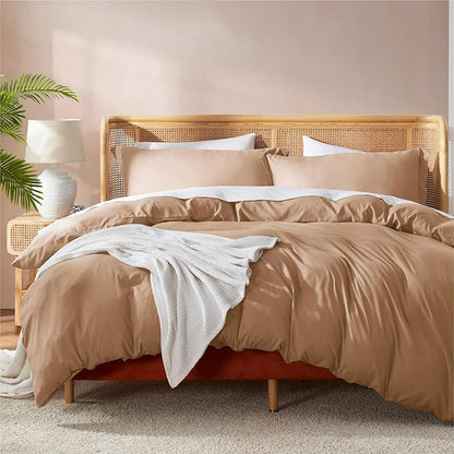 Nestl Twin Duvet Cover Set - Soft Double Brushed Mocha Brown Duvet Cover Twin XL, 2 Piece, with Button Closure, 1 Duvet Cover 68x90 inches and 1 Pillow Sham