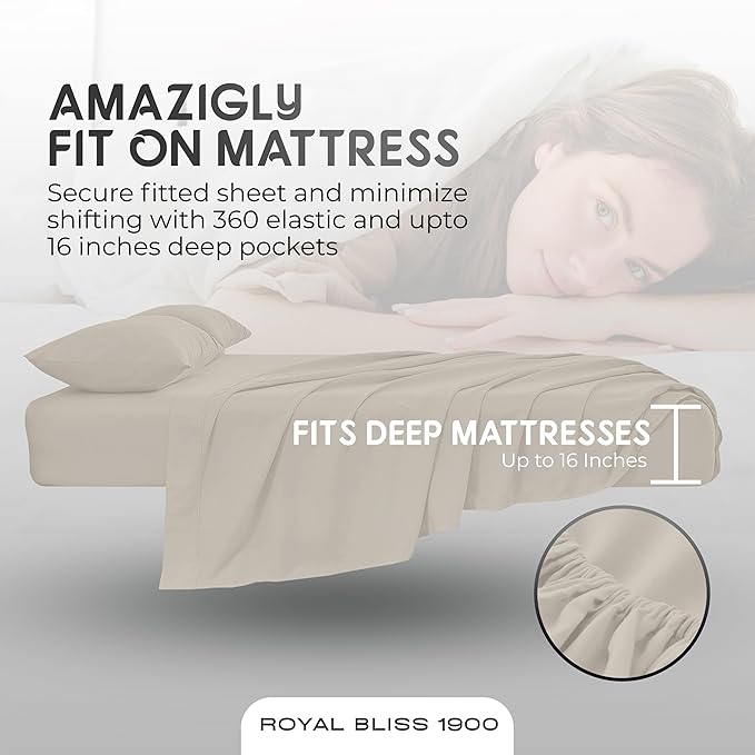 California King Sheet Sets – 4Pcs Cal King Bedding Set, Deep Pocket, Double Brushed Microfiber, Fade Resistant, Soft & Breathable Bed Sheets for Ultimate Comfort(Ivory)
