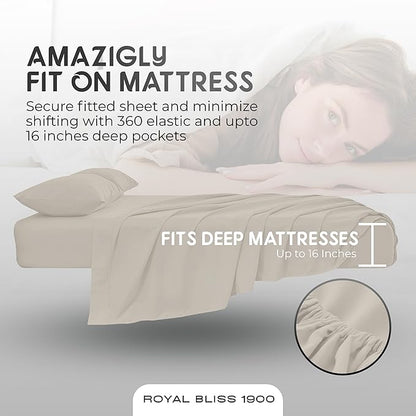 California King Sheet Sets – 4Pcs Cal King Bedding Set, Deep Pocket, Double Brushed Microfiber, Fade Resistant, Soft & Breathable Bed Sheets for Ultimate Comfort(Ivory)