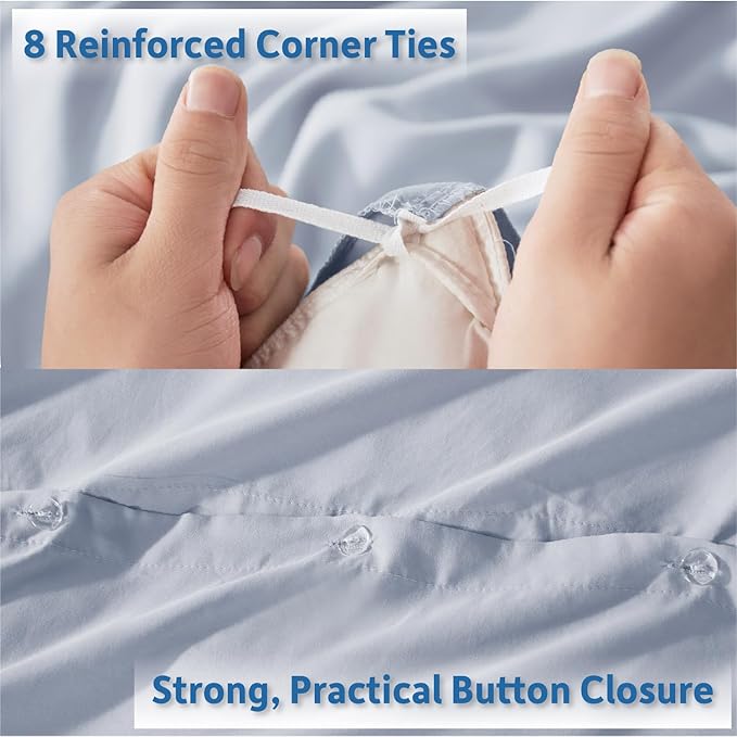Nestl Ice Blue Duvet Cover Queen Size - Soft Double Brushed Queen Duvet Cover Set, 3 Piece, with Button Closure, 1 Duvet Cover 90x90 inches and 2 Pillow Shams