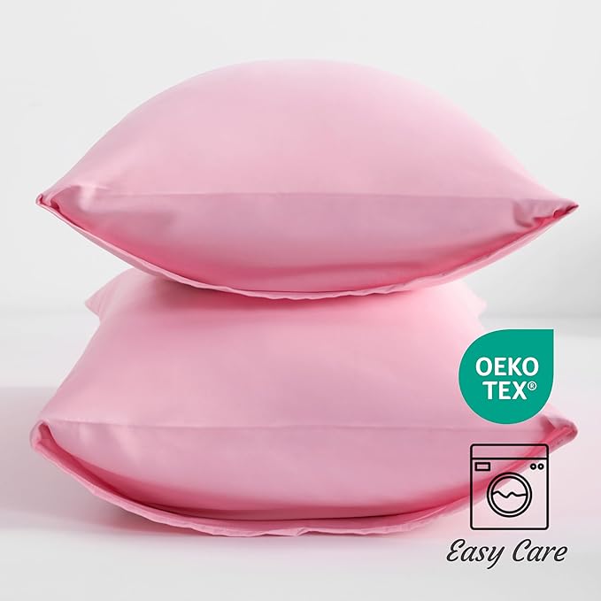 NTBAY Toddler Pillow Cases Set of 2, 2 Pack Brushed Microfiber 14x20 Pillow Cases, Soft, Wrinkle, Fade, Stain Resistant Pink Pillow Cases with Envelope Closure, 14x20 Inches, Pink