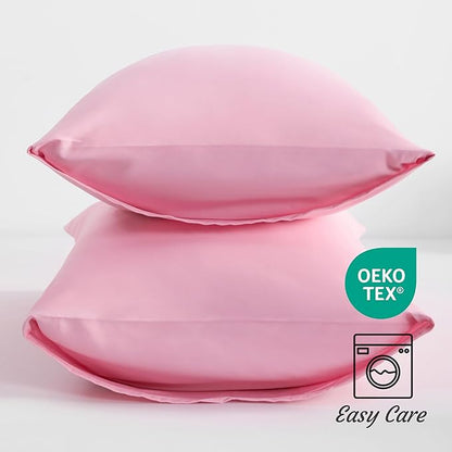 NTBAY Queen Pillow Cases Set of 2, 2 Pack Brushed Microfiber 20x30 Pillow Cases, Soft, Wrinkle, Fade, Stain Resistant Pink Pillow Cases with Envelope Closure, 20x30 Inches, Pink