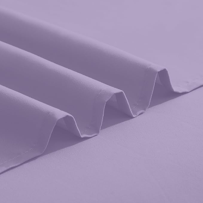 Elegant Comfort Luxurious 1500 Premium Hotel Quality Microfiber Three Line Embroidered Softest 4-Piece Bed Sheet Set, Wrinkle and Fade Resistant, King, Lavender