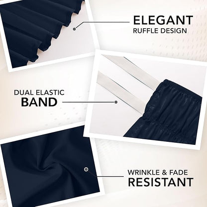 Utopia Bedding King Elastic Bed Ruffle - Easy Wrap Around Ruffle - Microfiber Bed Skirt with Adjustable Buckle & Elastic Belt, 16 Inch Tailored Drop - Hotel Quality Bedskirt, Fade Resistant (Navy)
