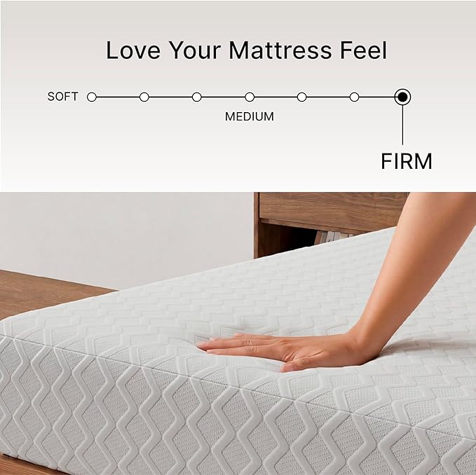 Signature Design by Ashley Queen Size Chime 10 Inch Medium Firm Memory Foam Mattress with Green Tea & Charcoal Gel for Pressure Relief, Fiberglass Free, Mattress In A Box