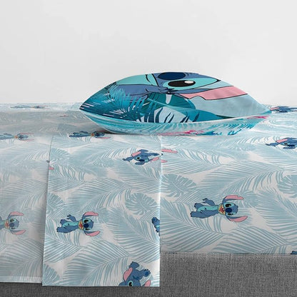 Jay Franco Disney Lilo & Stitch Floral Fun 5 Piece Twin Bed Set - Includes Reversible Comforter & Sheet Set Bedding - Super Soft Fade Resistant Microfiber
