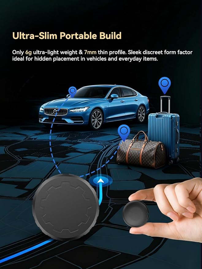 GPS Tracker for Vehicles No Monthly Fee | Mini Hidden Magnetic Car Tracker, iOS Find My (iOS Only), Real-Time GPS, for Cars, Vehicles & Pets