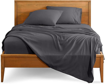 Bare Home Queen Sheet Set - 1800 Ultra-Soft Microfiber Queen Bed Sheets - Double Brushed - Deep Pockets - Easy Fit - 4 Piece Set - Bedding Sheets & Pillowcases (Queen, Forged Iron Grey)