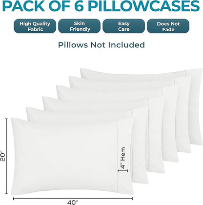 Utopia Bedding King Pillow Cases - 6 Pack - Envelope Closure - Soft Brushed Microfiber Fabric - Shrinkage and Fade Resistant Pillow Covers King Size 20 X 40 Inches (King, White)