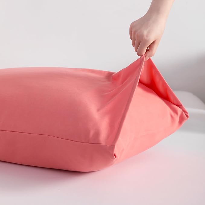 NTBAY King Pillowcase Set - 2 Pack Brushed Microfiber 20x40 Pillowcases - Soft, Wrinkle-Free, Fade-Resistant, Stain-Resistant, Coral Pink Pillowcases with Envelope Closure - 20x40 Inches, Coral Pink