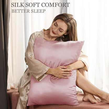 Adubor 100% Silk Pillowcase - Mulberry Silk Pillow Cases, 22 Momme 6A Grade Fibers, Silk Pillow Case for Hair and Skin Health, with Hidden Zipper (Queen 20''x30'', Medium Pink, 1PC)
