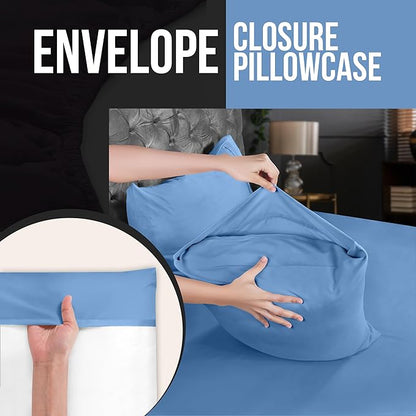 Utopia Bedding Queen Pillowcases - 4 Pack - Envelope Closure - Soft Brushed Microfiber Fabric - Shrinkage and Fade Resistant Pillow Covers Queen Size 20 X 30 Inches (Queen, Dutch Blue)