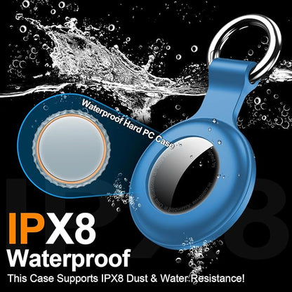 1|2|4Pack for Apple AirTag Holder with Keychain for Air Tag 2nd/1st Gen | Waterproof Air Tag Cover GPS Tracker Anti-Scratch Silicone Air-Tag Case for Pets,Kids,Bags,Luggages-Blue