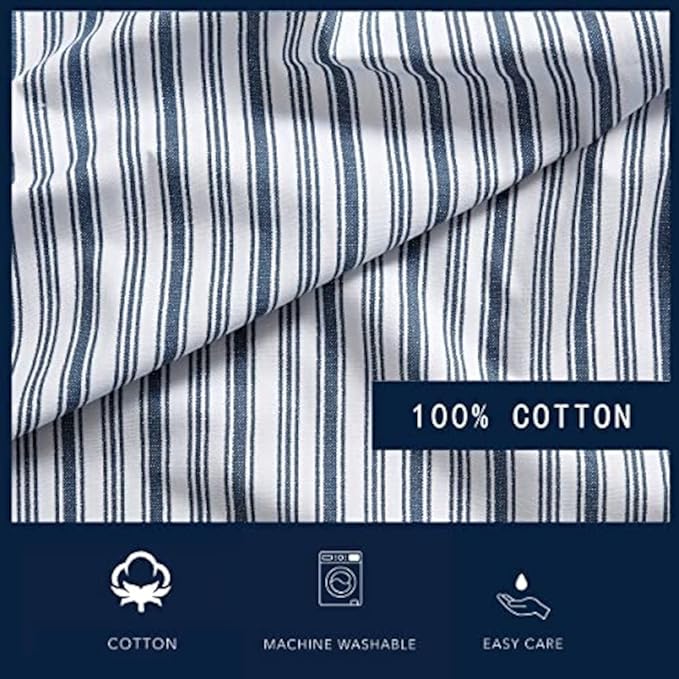 Nautica - Twin XL Sheets, Cotton Percale Preppy Bedding Set, Casual Home Decor, Dorm Room Essentials (Coleridge Stripe Blue, Twin XL)