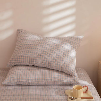 HighBuy Gingham Comforter Set Full Modern Pink Blue Plaid Checkered Pattern Comforter Soft Fluffy Gingham Bedding Set Lightweight Chic Grid Bedding Comforter Farmhouse for Teen Girls