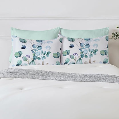 YIYEA Pillow Cases Queen Size Set of 4, Ultra Soft 1800TC Hotel Quality Double Brushed Microfiber Embroidered Pillowcases and Floral Pillow Covers, Envelope Closure, Fade Resistant (20"x30")