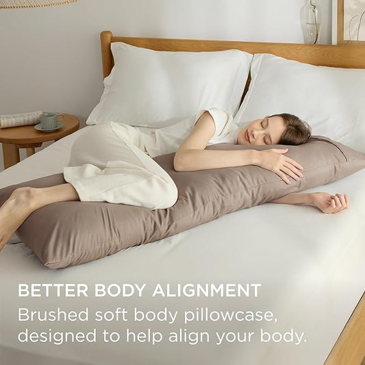 Bedsure Body Pillow Case Cover - Taupe Brushed Microfiber Long Pillow Cases, Ultra Soft and Cozy Body Pillowcase with Envelope Closure for Kids, Wrinkle, Fade Resistant, 1 Pack, 20x54 Inches