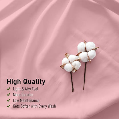 RUVANTI 100% Cotton Sheets – Full Size Percale Bedding, Cooling & Breathable, Durable with a Crisp, Soft & Comfortable Feel, 16" Deep Pocket, 4-Piece Set, Bridal Rose