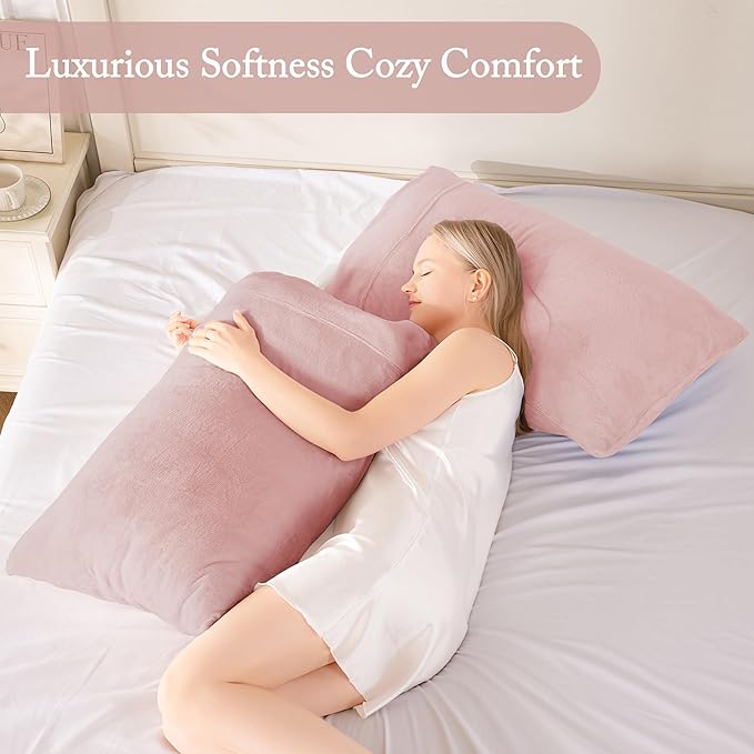 Velvet Queen Pillowcases Standard Size of 2 Pack, Ultra Soft Breathable Pillow Cases with Flap Closure for Bed, Luxury Fuzzy Warm Flannel Velvet Pillow Covers, No Insert (Queen 20x30, Light Mauve)