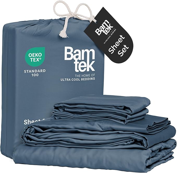 Viscose Bamboo Bed Sheets Full Sizes 4PC Set - Cooling Bedding for Hot Sleepers with Moisture Wicking Technology - Silky Soft 16 Inch Deep Pocket - Storm 54"x75"