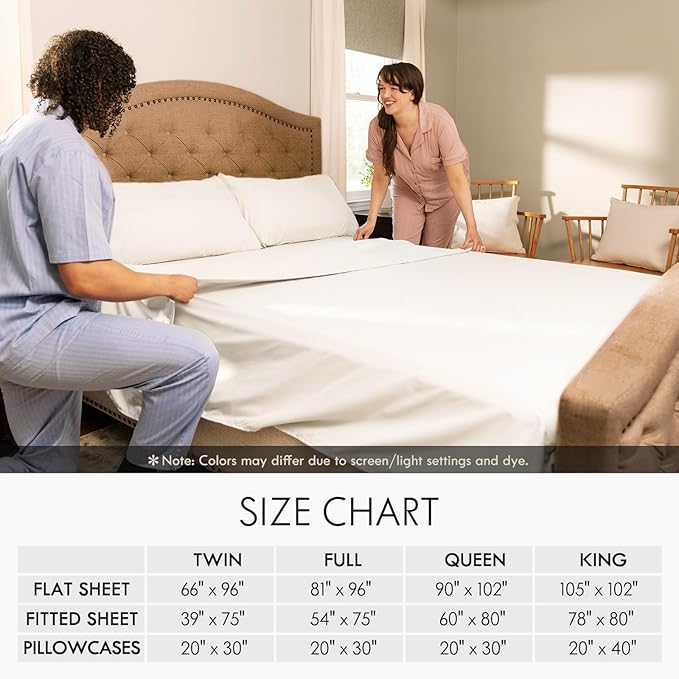 ClevaHome Twin Size Sheet Set - 4 Piece Soft Breathable Luxury Bed Sheet Set - Shrinkage & Fade Resistant Embroidered Bedding Sheet with Deep Pocket, 2 Extra Pillowcases (Twin, Crystal White)