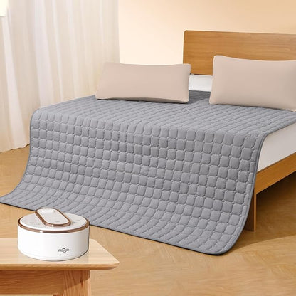 Water Heated Mattress Pad King Size - Wire-Free Electric Bed Warmer with Remote Control, Quiet Temperature Control 32-149°F, Machine Washable