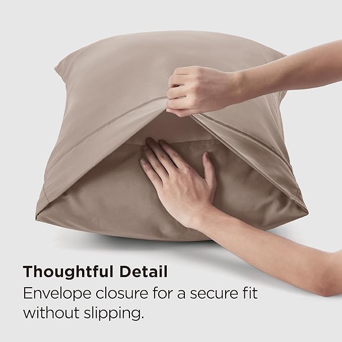 Bedsure King Size Pillow Cases Set of 2 - Khaki Brushed Microfiber Pillowcases 2 Pack, Super Soft Pillow Case Cover with Envelope Closure for Kids, Wrinkle, Fade Resistant, 20x36 Inches