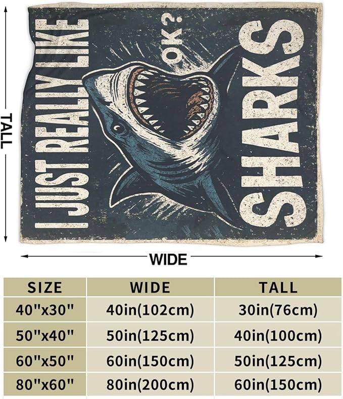 Shark Blanket Super Soft Warm Fluffy Fleece Flannel Sea Animal Throw Blanket Cozy Fuzzy Plush Stuff Bedding Blankets Gifts for Women Kids Boys Girls Adults 60"X50"