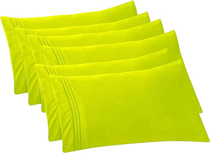 Elegant Comfort 6-PACK Solid Pillowcases 1500 Premium Hotel Quality Microfiber - Smooth Weave, Wrinkle and Stain Resistant, Easy Slip-On, 6-Piece Set, King Pillowcase, Lime