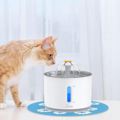Wonder Creature Cat Water Fountain Stainless Steel Lid 81oz/2.4L-3 Filters | Pet Fountain with 3 Carbon Filters, 1 Mat, Quiet pump, LED Water Level Window, BPA-Free Stainless Steel Lid