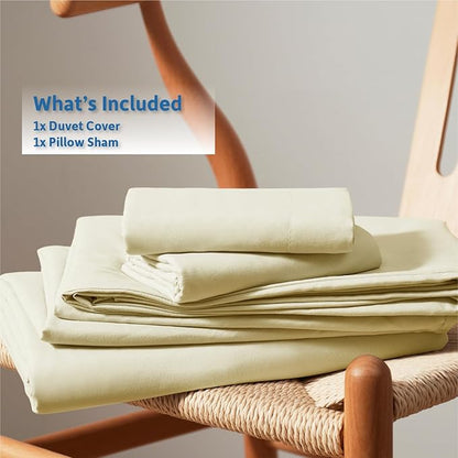 Nestl Twin Duvet Cover Set - Soft Double Brushed Vanilla Yellow Duvet Cover Twin XL, 2 Piece Set with Button Closure, 1 Duvet Cover 68x90 inches and 1 Pillow Sham