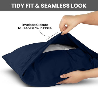 Pillow Covers by Utopia Bedding - King Standard Size 2-Pack – Soft Brushed Microfiber – Perfect for Hospitals, Hotels, Guest Rooms – Oeko-TEX Certified, 20x36 Inches (Navy)