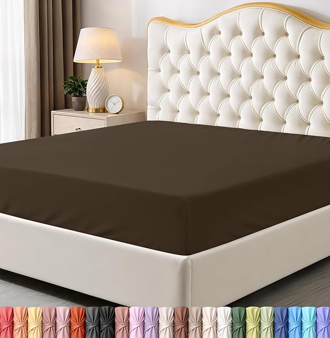 Utopia Bedding Queen Fitted Sheet - Bottom Sheet - Deep Pocket - Soft Microfiber - Shrinkage and Fade Resistant - Easy Care -1 Fitted Sheet Only (Brown)