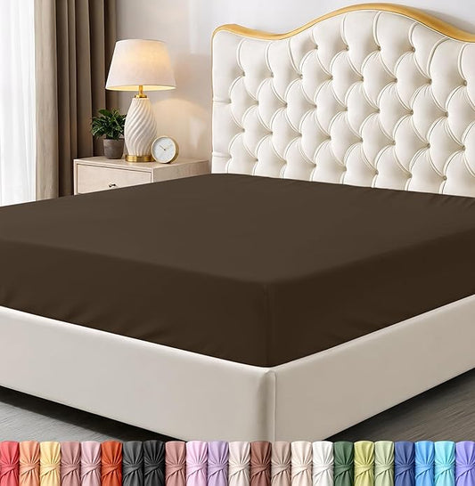 Utopia Bedding King Fitted Sheet - Bottom Sheet - Deep Pocket - Soft Microfiber - Shrinkage and Fade Resistant - Easy Care -1 Fitted Sheet Only (Brown)