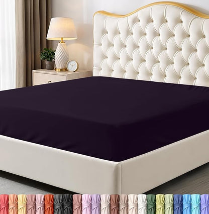 Utopia Bedding Full Fitted Sheet - Bottom Sheet - Deep Pocket - Soft Microfiber - Shrinkage and Fade Resistant - Easy Care -1 Fitted Sheet Only (Purple)