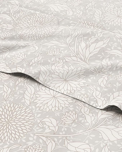 Floral Sheets - Beige Floral Bed Sheet Set - 1 Flat, 1 Fitted & 2 Pillowcases w/ Deep Pockets - Comfy, Wrinkle & Fade Free - Boho Botanical Bedding - Ultra-Soft, Breathable and Cooling - King Size