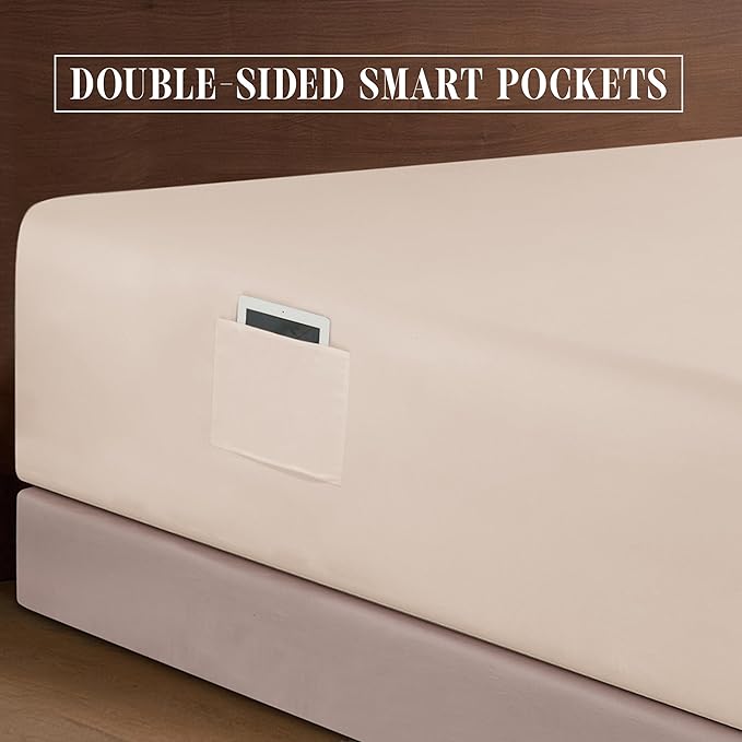 Elegant Comfort Luxurious 1500 Premium Hotel Quality Microfiber 4-Piece Sheet Set, 18-24 Inches Deep - Extra Deep Pocket Sheets - Ultra Soft 4PC Deep Pocket Sheets, Twin/Twin XL, Cream