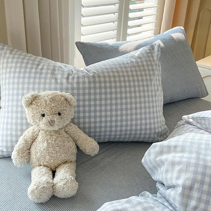 Nayoroom Gingham Duvet Cover Full Size Blue White Plaid Checkered Comforter Cover Grid Farmhouse Bedding Set 3 Pcs Soft Breathable Washed Microfiber Gifts for Women Men