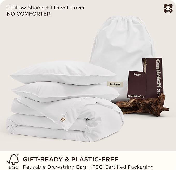 Bedsure Cotton Duvet Cover Full - Luxury Slub Weave 100% Cotton Duvet Cover Set, PureWoven Bedding Set with a Linen Like Textured, Easy Change, Bright White, 80" x 90"