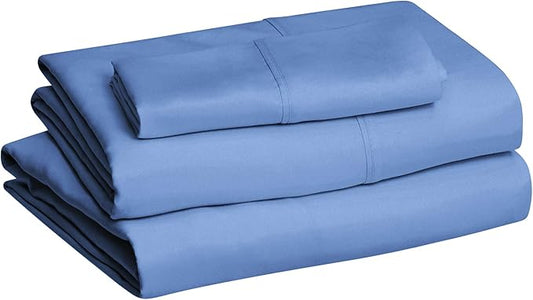 Amazon Basics Lightweight Ultra-Soft Breathable Brushed Microfiber 3-Piece Bed Sheet Set with 14-Inch Deep Pockets, Wrinkle Resistant, Twin XL, Dutch Blue, Solid