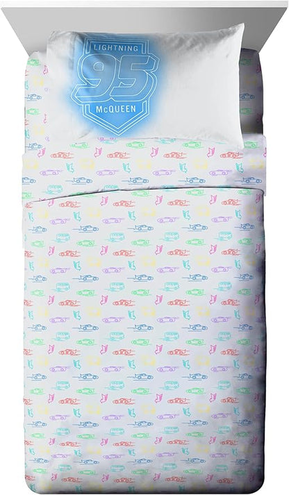 Jay Franco Kids Comforter Set Includes Sheets and Pillow Covers - Soft and Cozy Bed Set for Stylish Room Decor, Black - Cars, 5 Piece Twin Bedding