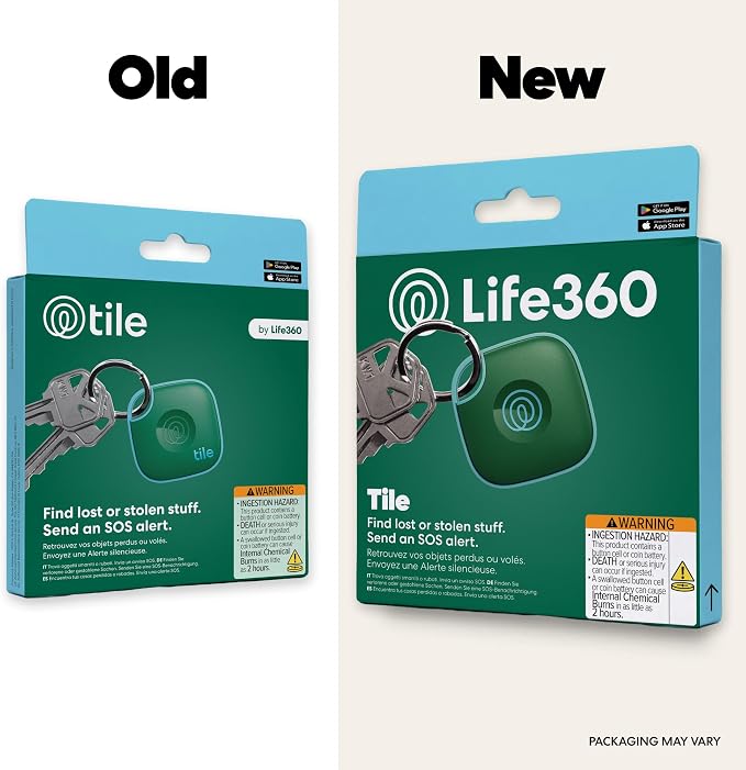 Life360 Tile - Bluetooth Tracker, Keys Finder and Item Locator for Keys, Bags and More. Phone Finder. Both iOS and Android Compatible. 1-Pack (Green Surf)