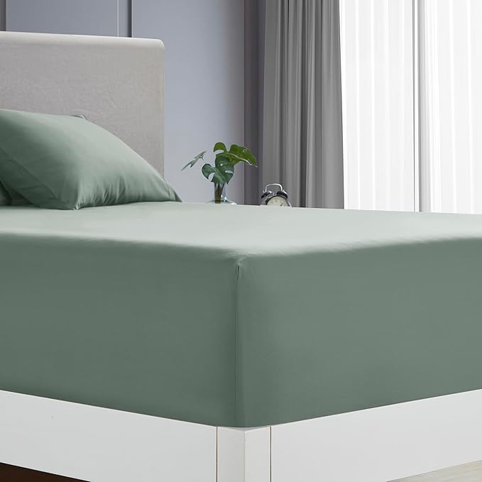 Clara Clark King Sheets - Hotel Luxury 6 Piece Bed Sheets for King Size Bed - Soft Bedding Sheets & Pillowcases, Fits Mattress up to 16 inch deep. King, New Sage Green