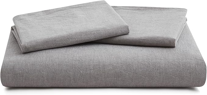 LOVQUE Light Grey Cotton Duvet Cover Queen Size, Linen Like Natural Bedding Set with Zipper Closure (No Comforter), 90x90 Inches