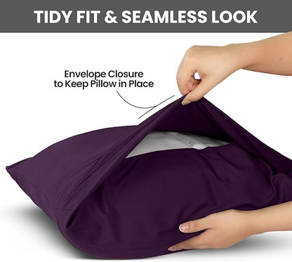 Utopia Bedding Queen Pillow Cases - 2 Pack - Envelope Closure - Soft Brushed Microfiber Fabric - Shrinkage and Fade Resistant Pillow Covers Queen Size 20 X 30 Inches (Queen, Purple)