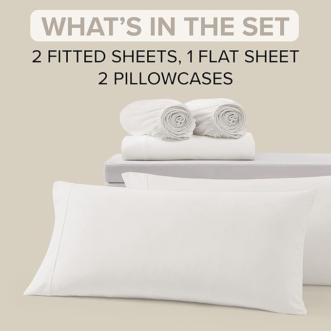 UGG Hedi Split King Sheet Set 5-Piece Luxury Cooling Sheets Deep Pockets Premium Bedding with 2 Shams Hypoallergenic Machine Washable Soft Lightweight Bed Set for Adjustable Bed, Split King, White