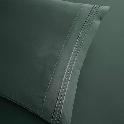 Clara Clark Bed Sheets, Premier 1800 Series Bed Sheet Set, Deep Pocket, Wrinkle, Fade, Stain Resistant, Luxury Soft Bedding Sheets & Pillowcases, Full, Forest Green