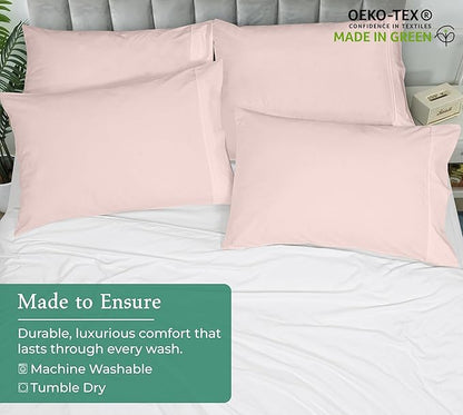 Royale Linens Queen Pillowcase Set of 2 - Bed Pillow Cover - 20" x 30" - Pink Pillowcases - 1800 Brushed Microfiber, Wrinkle & Fade Resistant - Soft & Cozy- Queen Size Pillow Case (Pink)