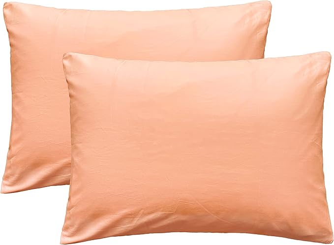 iMaylex Soft 100% Egyptian Cotton Zipper Closure Pillowcases, Cozy and Lightweight Pillow Case, Set of 2, Light Pink, King, 20" x 36"