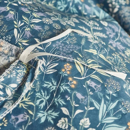 mixinni Floral Duvet Cover Queen Flower Pattern Blue Duvet Cover Set Garden Style Bedding Comforter Cover Set with Zipper Closure-Luxury Quality Soft Durable Easy Care (3pcs, Queen/Full Size)